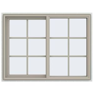 47.5 in. x 35.5 in. V-4500 Series Desert Sand Vinyl Left-Handed Sliding Window with Colonial Grids/Grilles