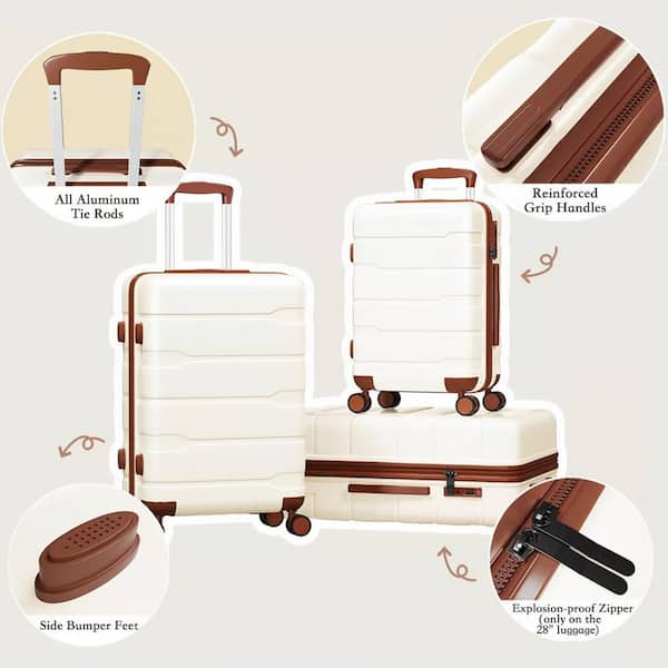 HONGGE 3-Piece Hardshell Luggage Set with TSA Lock, YKK Zippers