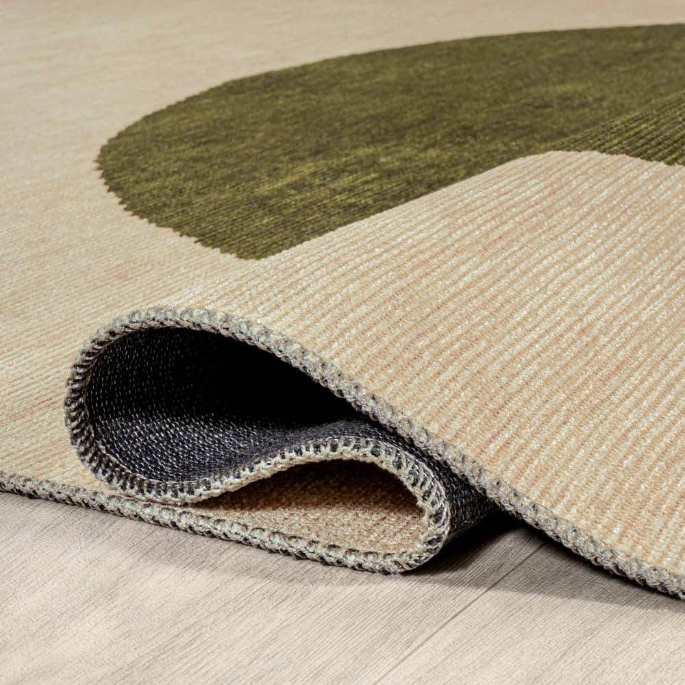 Cirkel 3' x 5' Cream/Green Geometric Synthetic Area Rug