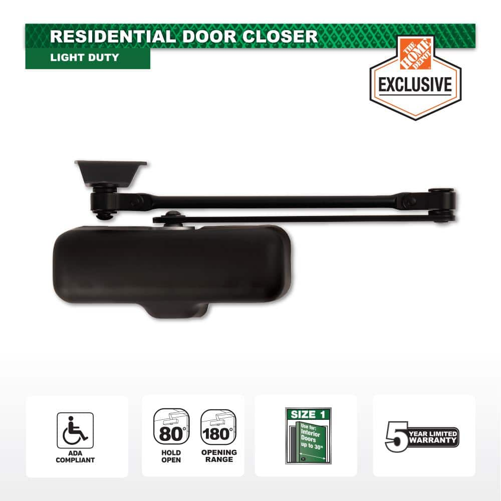 UPC 039208237673 product image for Light-Duty Matte Black Residential Door Closer | upcitemdb.com