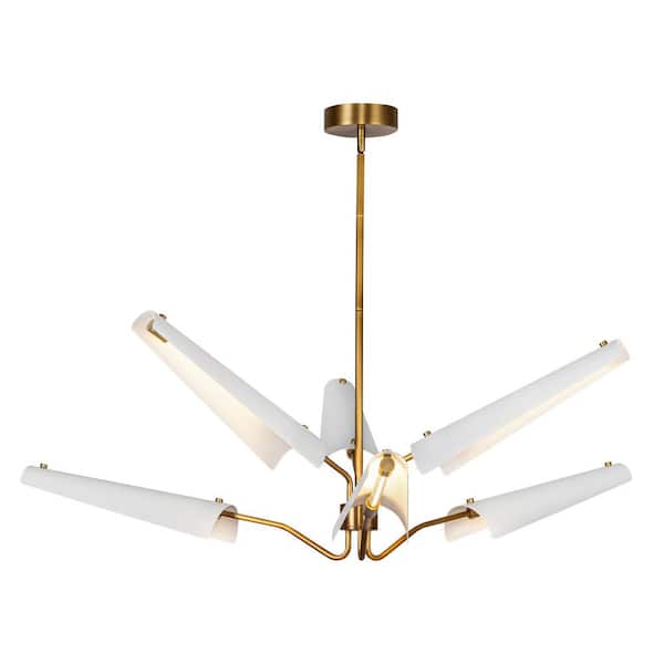 ALORA Osorio 46 in. 1 Light 31-Watt Matte White/Vintage Brass Integrated LED Chandelier