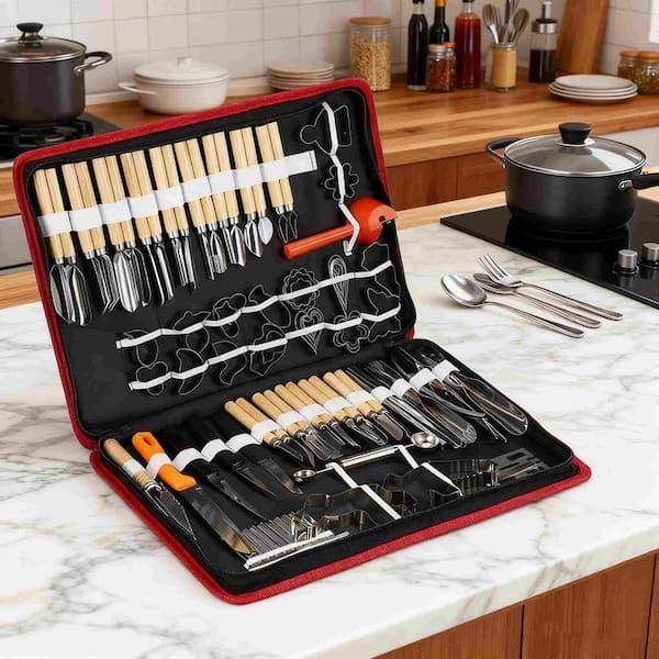 Wudkey 80-Piece Chrome Steel Culinary Carving Peeling Slicing Tool