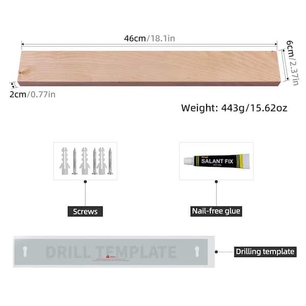 18 in. Maple Wood Magnetic Knife Strip Wall Mount Knife Storage Rack with Exposed Handles for Easy Removal 1 Piece