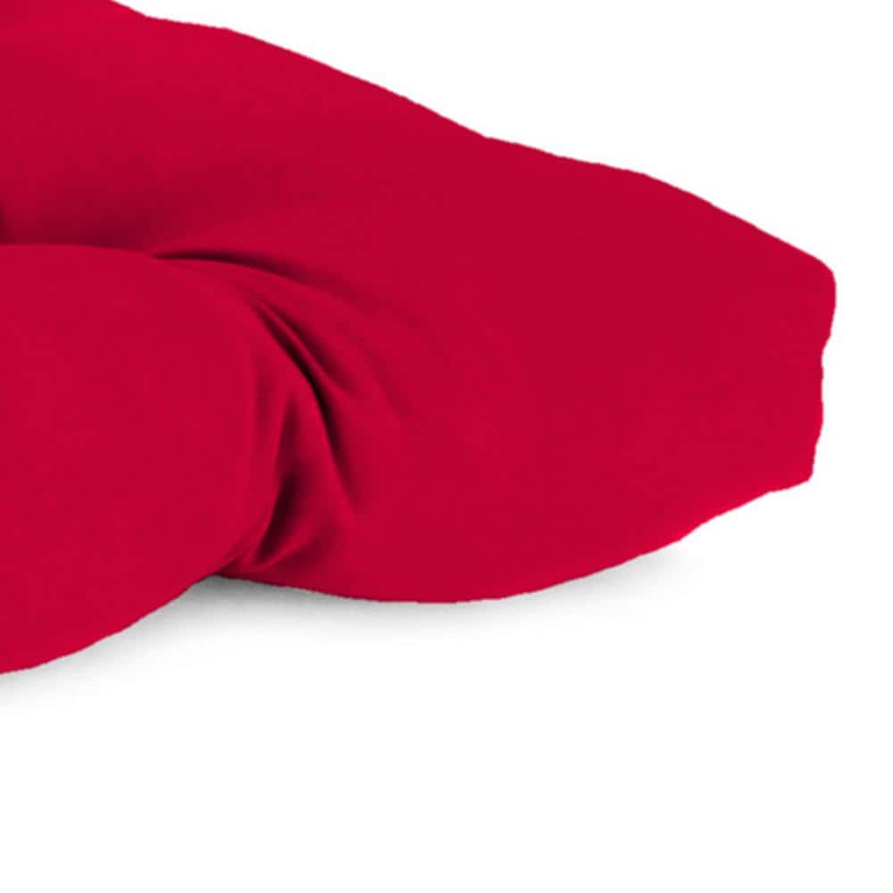Really Red Tufted Outdoor Wicker Cushion Set for Bench and Chairs