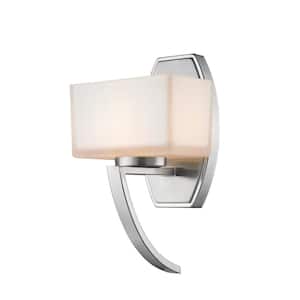 Cardine 6.5 in. 1-Light Brushed Nickel Wall Sconce Light with Matte Opal Glass Shade with Bulb(s) Included