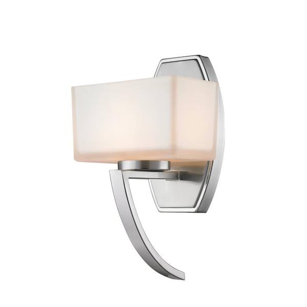 Unbranded Cardine 6.5 in. 1-Light Brushed Nickel Wall Sconce Light with Matte Opal Glass Shade with Bulb(s) Included
