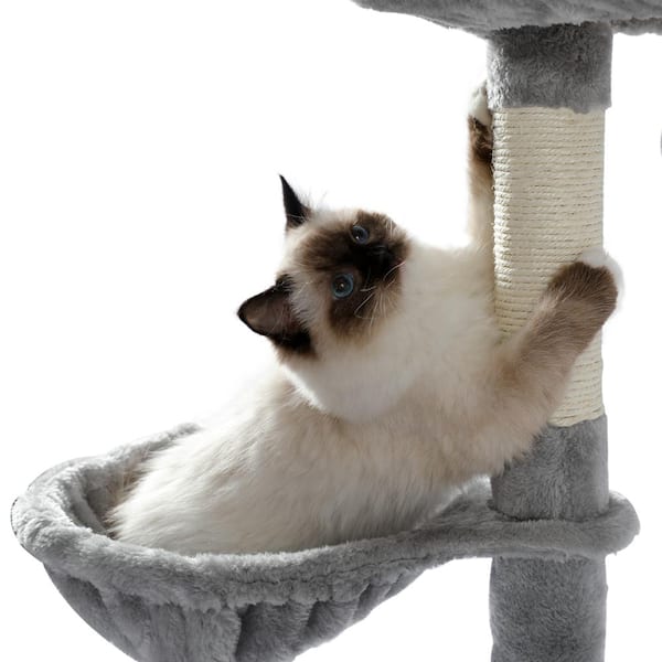 Cat Tree 56 in. Cat Tower for Multiple Cats with Super Large Perch Double Condo Hammock and Scratching Post