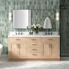 Hepburn 72.25 in. W x 22 in. D x 36 in. H Double Sink Bath Vanity in Oak with Carrara White Quartz Top