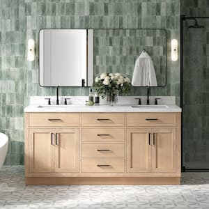 Hepburn 72.25 in. W x 22 in. D x 36 in. H Double Sink Bath Vanity in Oak with Carrara White Quartz Top