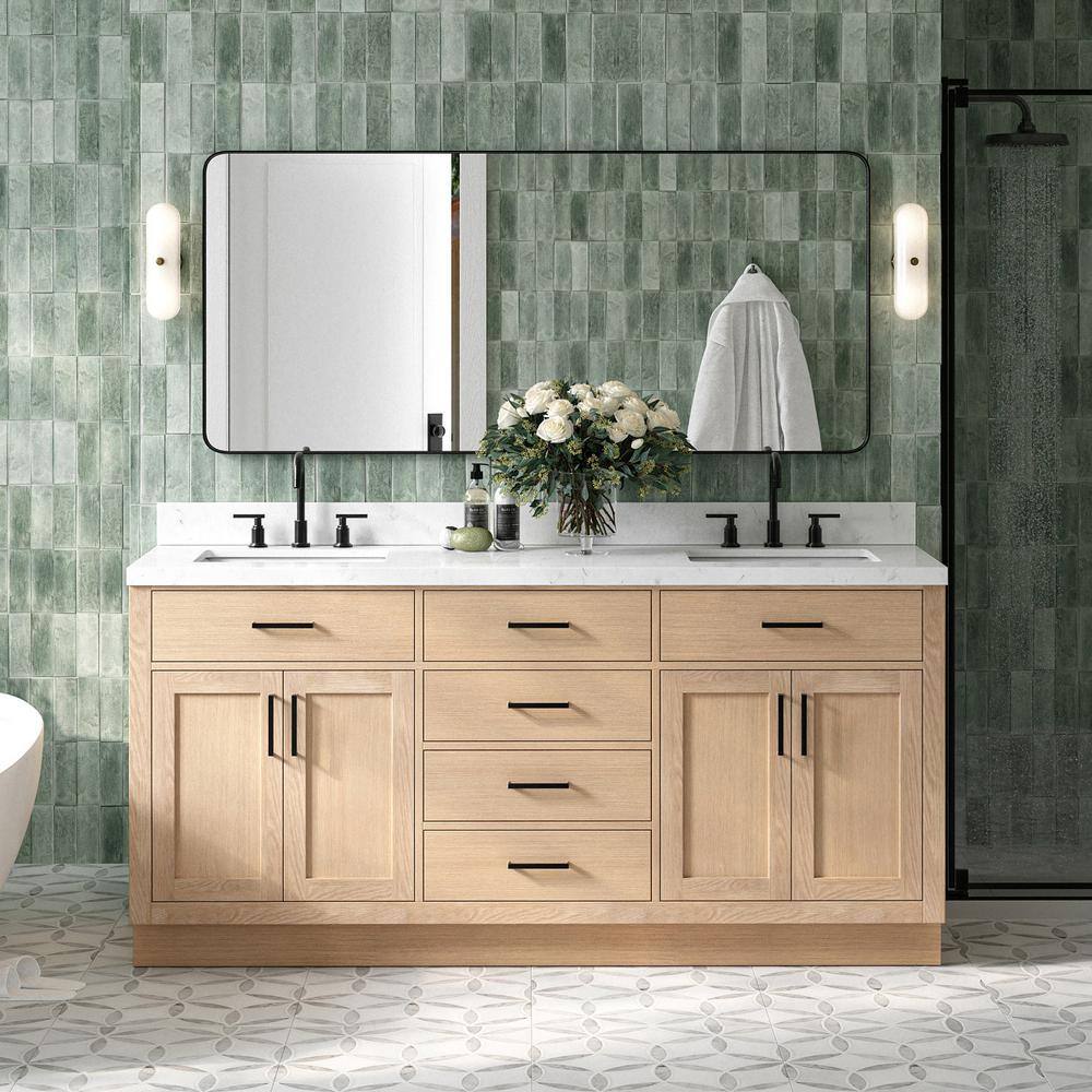 Hepburn 72" Light Brown Oak Double Freestanding Vanity Base