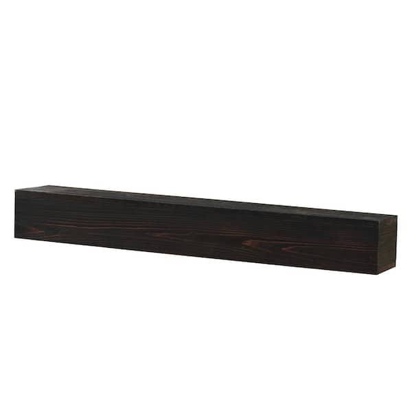 Unbranded 72in. Natural Wood Floating Wall Shelves, Wood Fireplace Mantel, Wall Mounted, Espresso