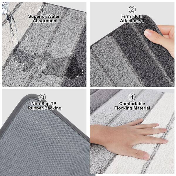 Jeedeson 19.69 in. x 31.5 in. Flocked Bath Rug Mat, Non Slip, Soft
