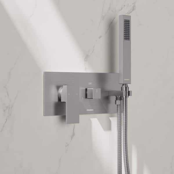 Crozet 2-Spray 10 in. Wall Mount Dual Fixed and Handheld Shower Head 2.5 GPM in Brushed Nickel(Valve Included)