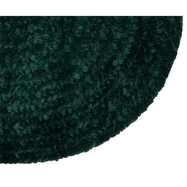 Chenille Braid Collection Emerald Green 30" x 50" Oval 100% Polyester Reversible Solid Area Rug