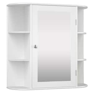 26 in. W x 6.5 in. D x 25 in. H Multipurpose Wall Bathroom Storage Wall Cabinet Mirror in White