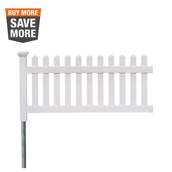 Zippity Outdoor Products 3 ft. x 6 ft. Newport Picket Fence W/Post and No-Dig Steel Pipe Anchor Kit