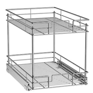 HOMLUX 2-Tier 20 in. W x 21 in. D Silver Metal Individual Pull Out Cabinet  Organizer 421202X-Double basket - The Home Depot