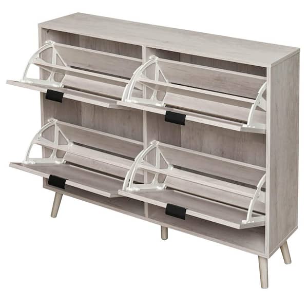 41.34 in. W x 9.45 in. D x 35.83 in. H Bathroom White Linen Cabinet