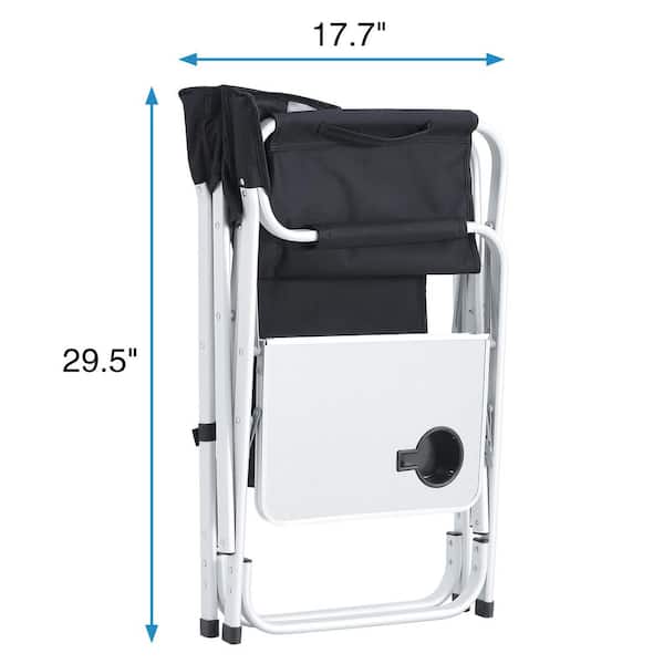 Aluminum Folding Outdoor Chair with Side Table and Storage