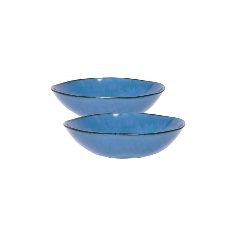 Manhattan Comfort Ryo 54.10 fl. oz. Blue Porcelain Salad Bowl (Set of 2)