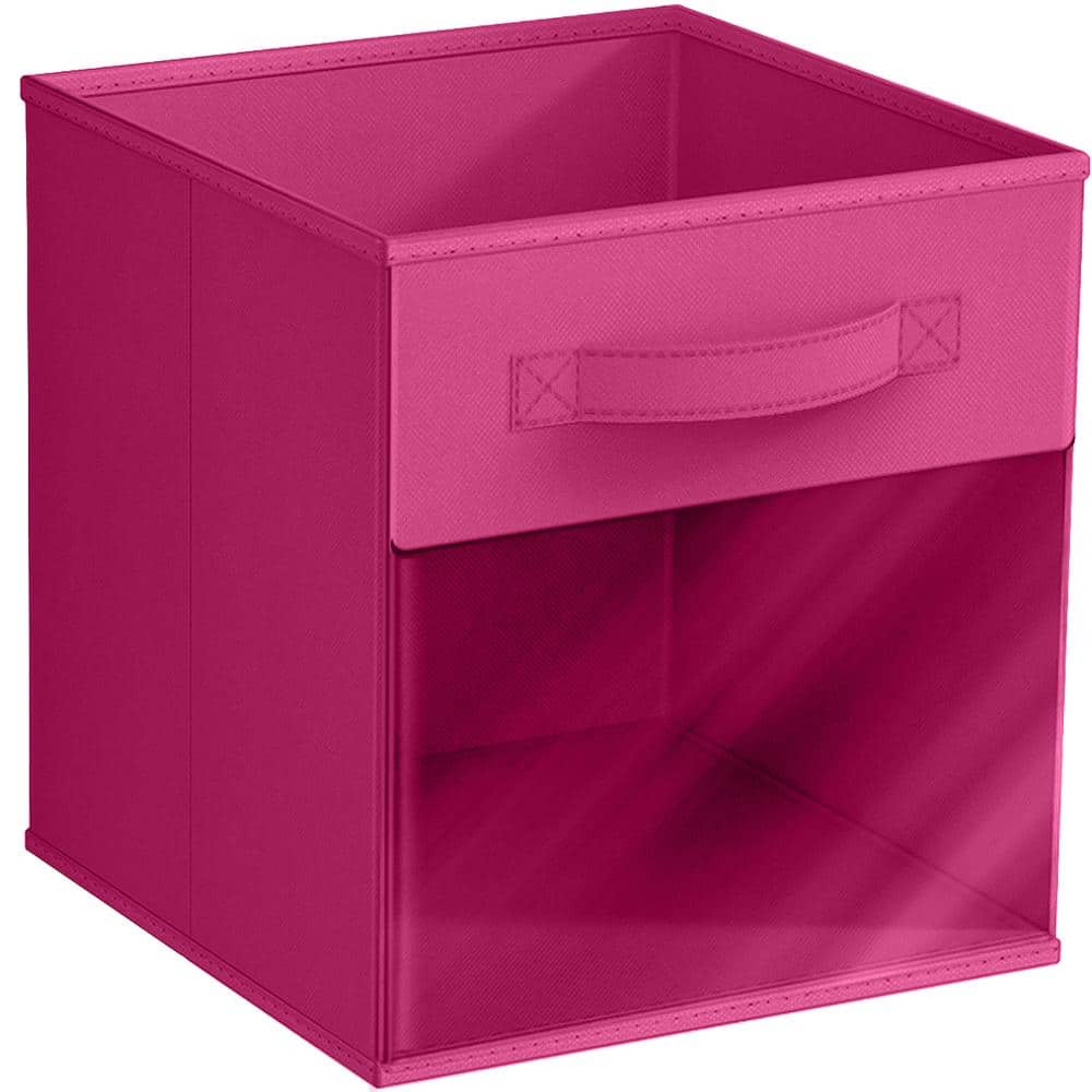11 Inch Collapsible Fabric Storage Bin with Clear Window - Single Pack - Pink