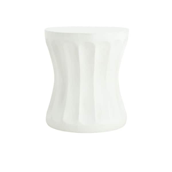 Round Concrete Antique White Outdoor Side Table for Indoor, Outdoor, Patio, Balcony, Garden, Pool, Backyard