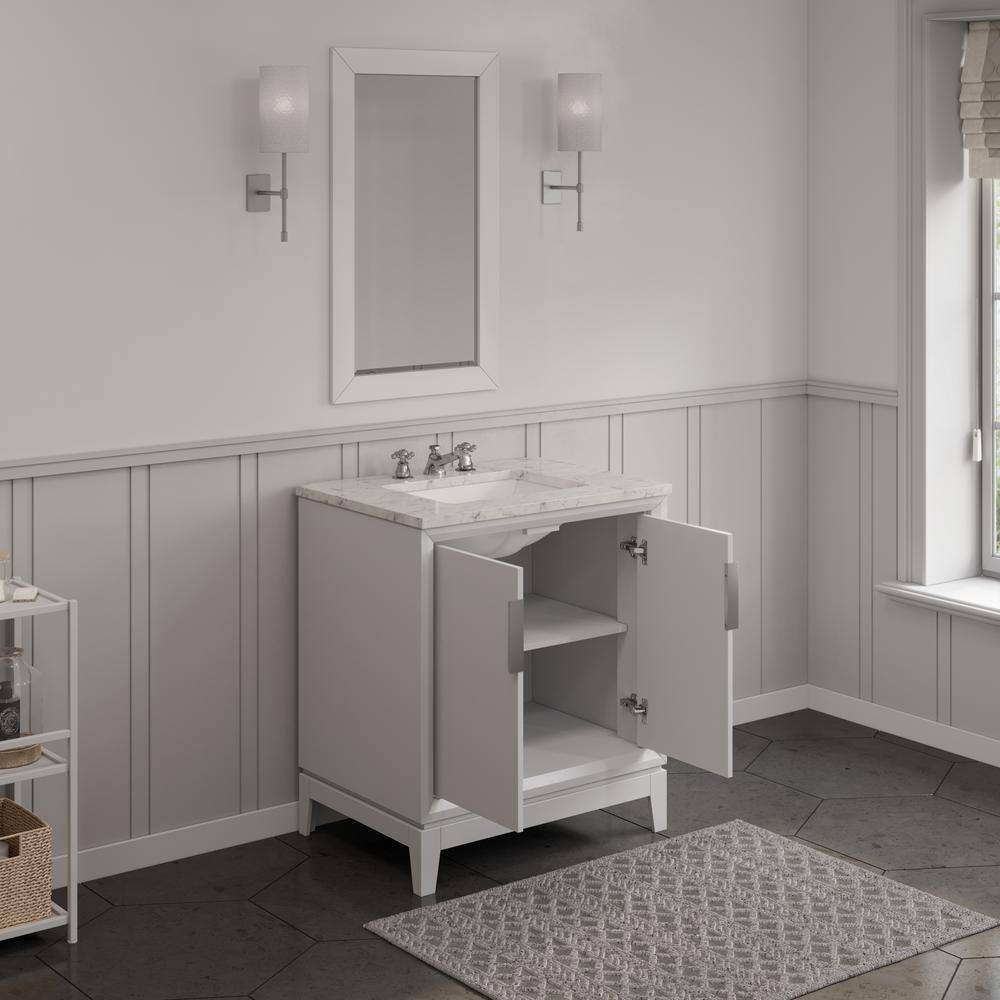 Elizabeth 30" Pure White Single Bathroom Vanity with Marble Top