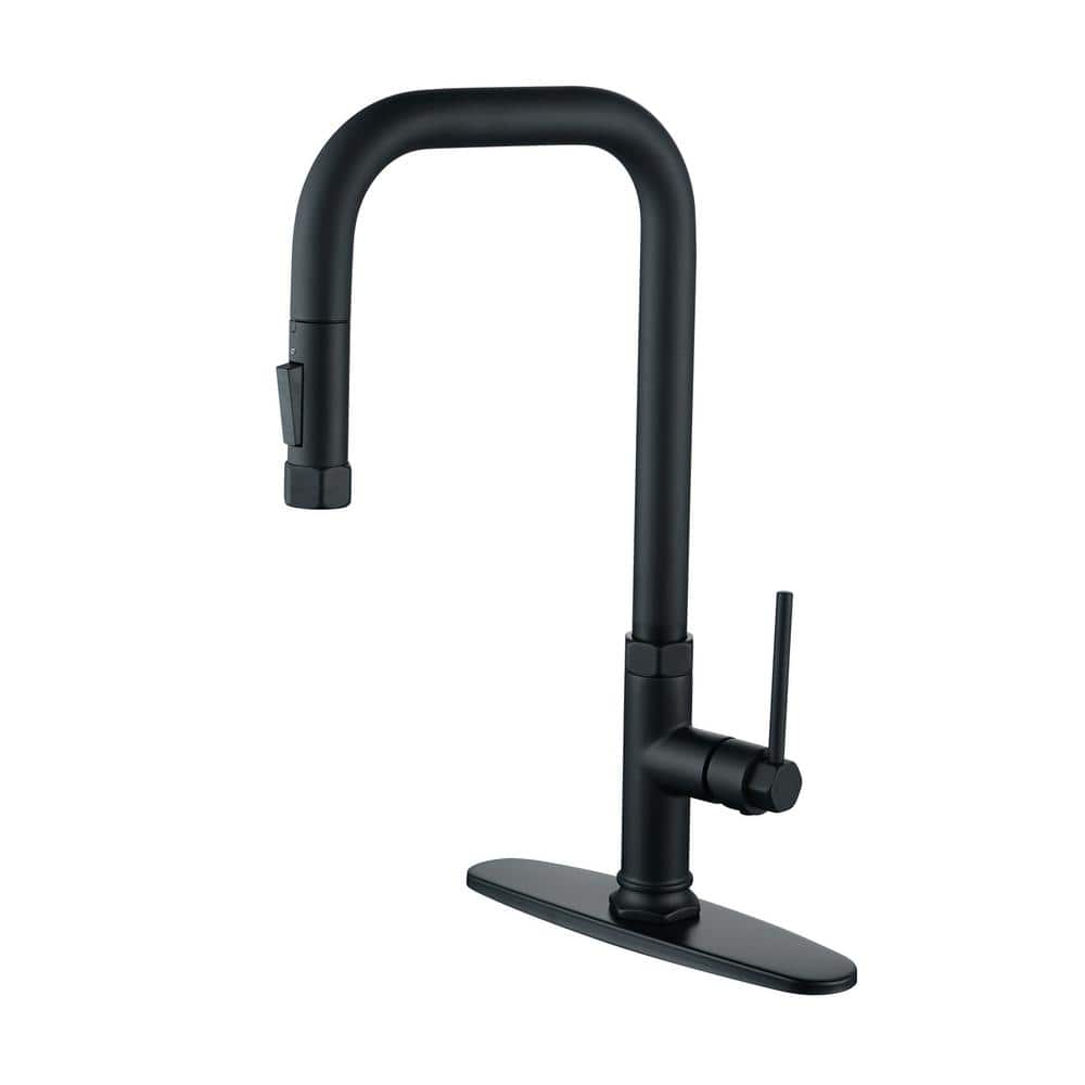Brass Single Handle Pull Down Sprayer Kitchen Faucet with Advanced Spray, Deck Plate and Supply Lines in Matte Black price history on PriceWatchPro