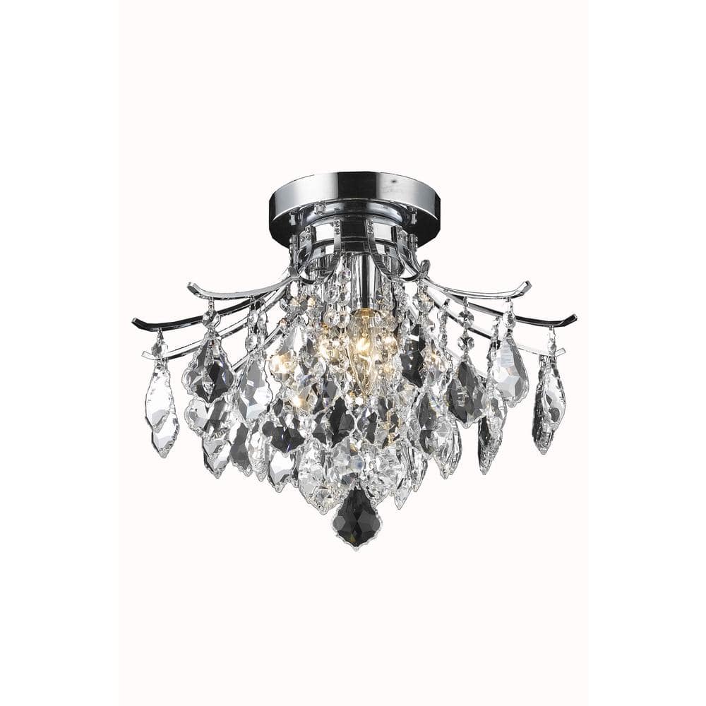 Timeless Home Arlo 16 in. W x 12 in. H 3-Light Chrome Flush Mount