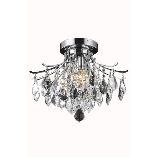Unbranded Timeless Home Arlo 16 in. W x 12 in. H 3-Light Chrome Flush Mount