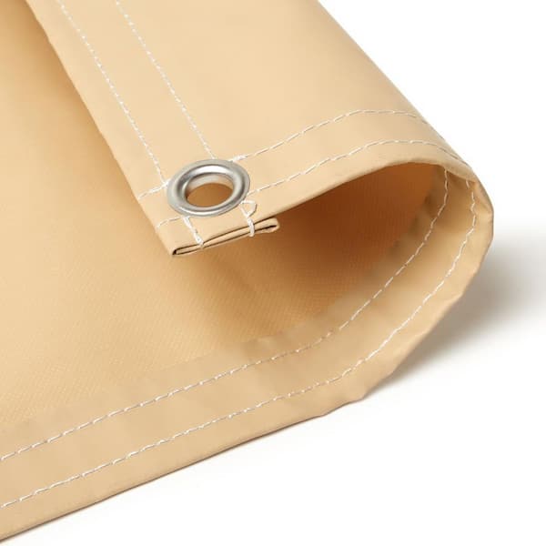 TarpsNow 5 ft. x 10 ft. Tan 20 Mil 18 oz. Heavy Duty Vinyl Plastic