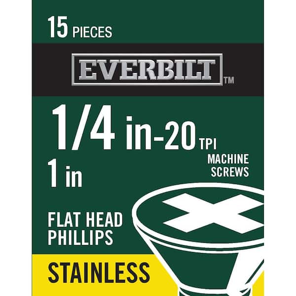 1/4 in. - 20 x 1 in. Phillips Flat Head Stainless Steel Machine Screw (15-Pack)