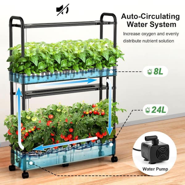 .N/A 60 Pod Vertical Hydroponic Garden Kit with 2 Light Modes, Auto Circulating Water System, 32L Indoor Gardening System