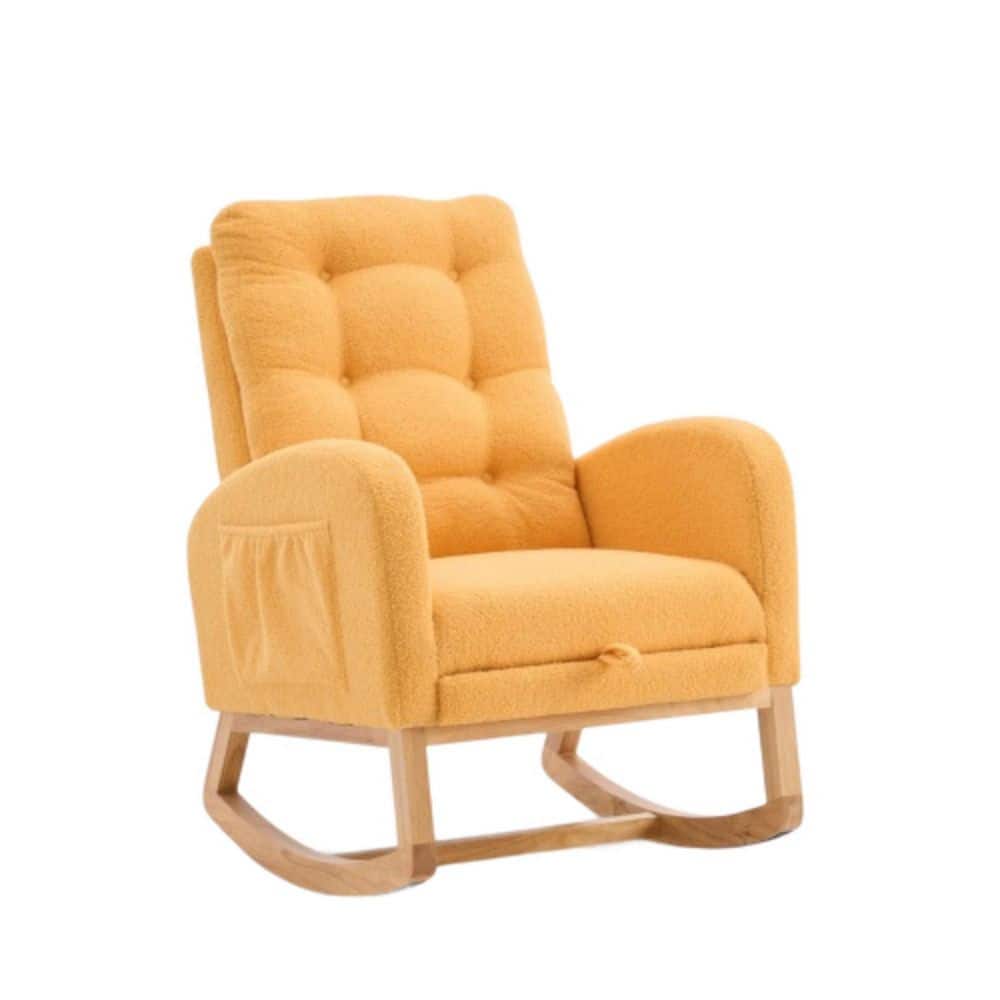 Series Frame Solid Wood Rocking Outdoor Rocking Chair with CushionGuard Yellow Cushion and footrest 1Piece price history on PriceWatchPro