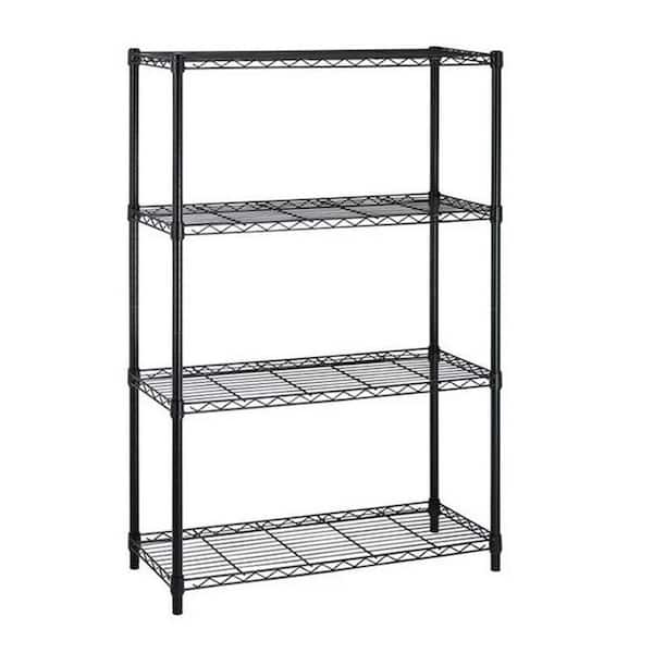 Bunpeony 4-Tier 36 in. W 54 in. H x 14 in. D Metal Rectangular Shelf in Black
