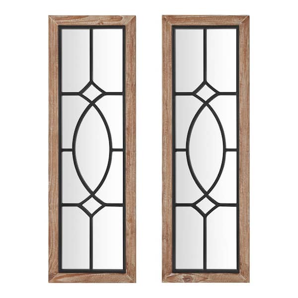 Medium Farmhouse Rectangle Windowpane Mirror Set (Set of 2) (11 in. W x 35 in. H)