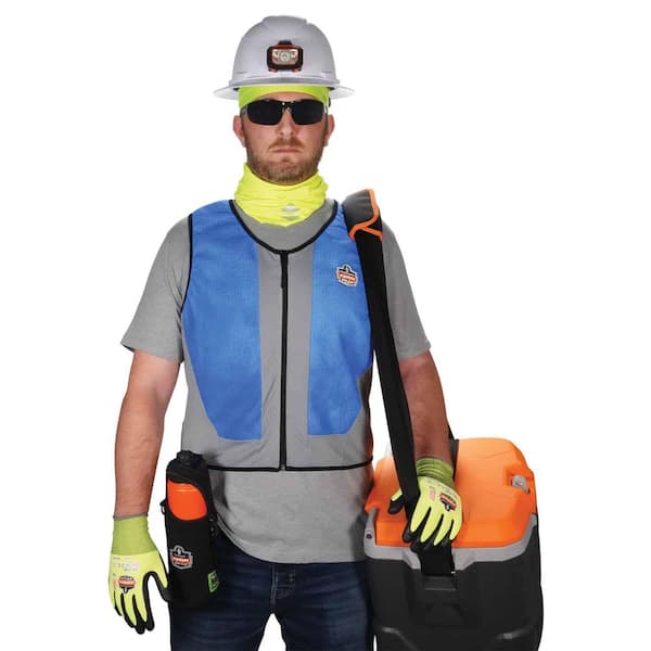 【XL】ALOUND VENTILATION NYLON VEST Ergodyne 6667 4XL Blue Wet Evaporative Cooling Vest - PVA - Zipper