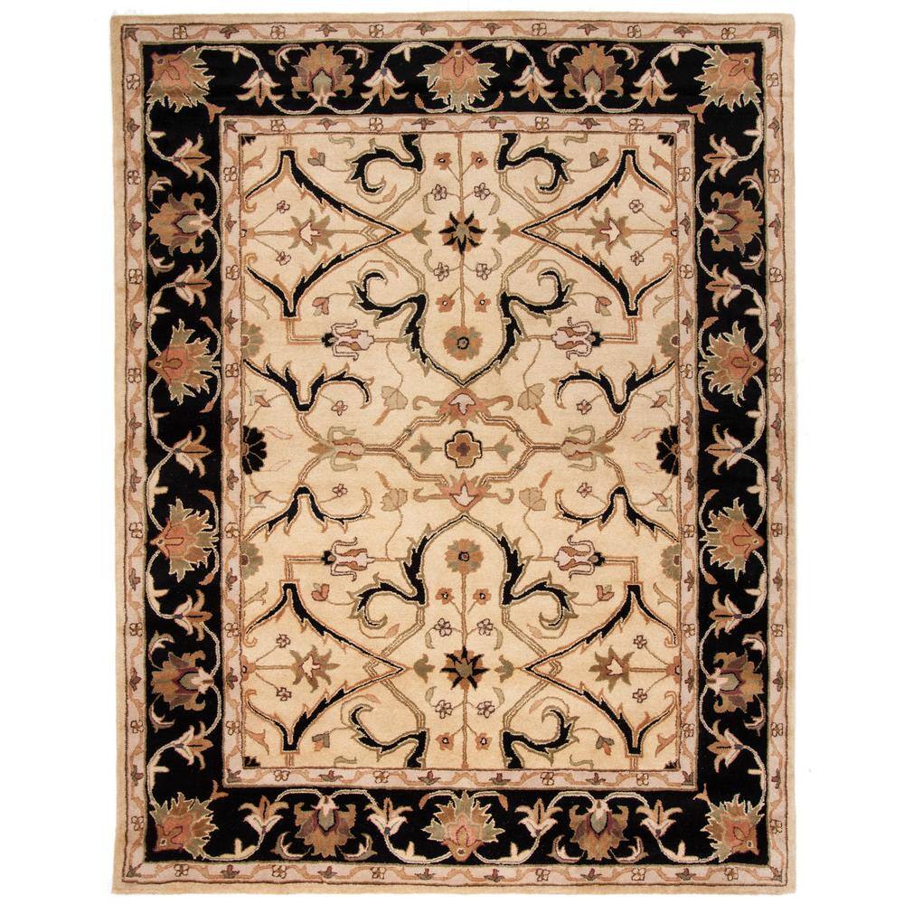 SAFAVIEH Heritage Ivory/Black 10 ft. x 14 ft. Antique Border Floral ...