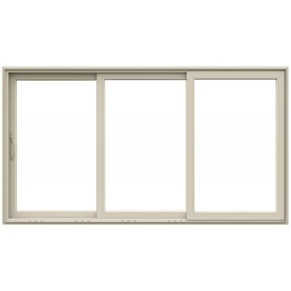 JELD-WEN V4500 Multi-Slide 141 in. x 80 in. Left-Hand Low-E Desert Sand Vinyl 3-Panel Prehung Patio Door
