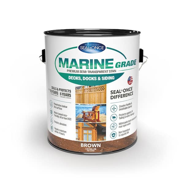 SEAL-ONCE MARINE GRADE 1 gal. Brown Premium Semi-Transparent Penetrating Water-Based Exterior Wood Stain