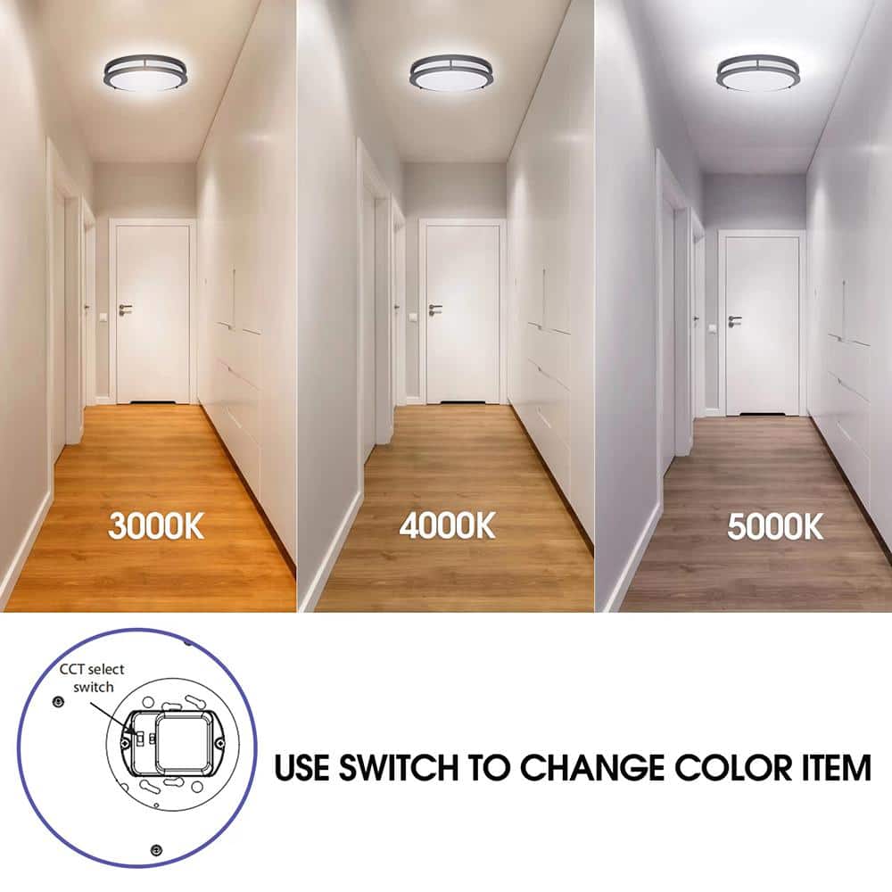 Energetic 14" Black LED Flush Mount Ceiling Light, 6-Pack