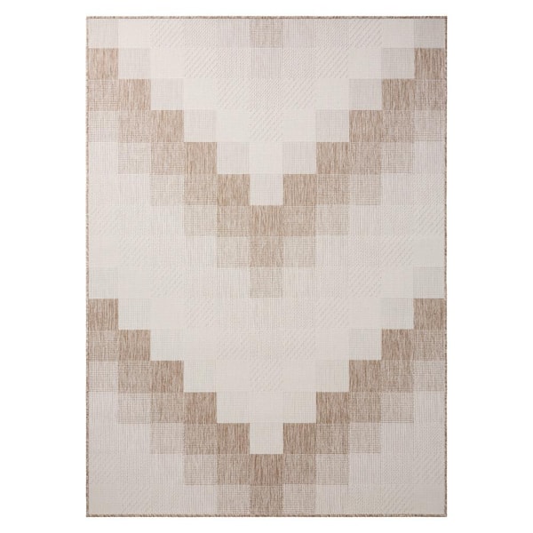 Patio Country Beige 5 ft. x 7 ft. Ombre Chevron Polypropylene Indoor/Outdoor Area Rug