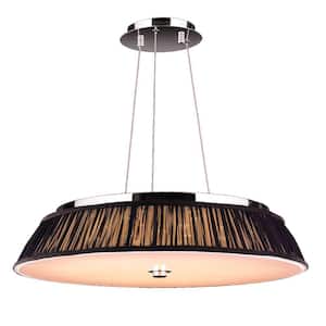 Alice Collection 12-Light Polished Chrome with Black Shade LED Pendant