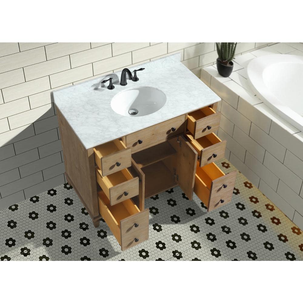 Annie 42" Weathered Fir Bathroom Vanity with Marble Countertop