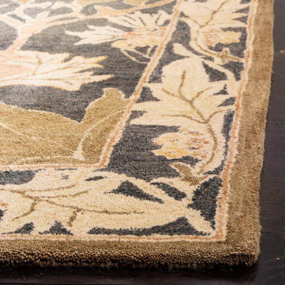 Hand-Tufted Navy and Sage Floral Wool Runner Rug, 2'3" x 10'