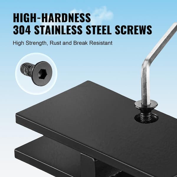 VEVOR Glass Clamp 4-PCS Railing Bracket 0.8 in. H x 2 in. W Black 304 Stainless Steel for 0.31 to 0.47 in. Stair Railing Kit