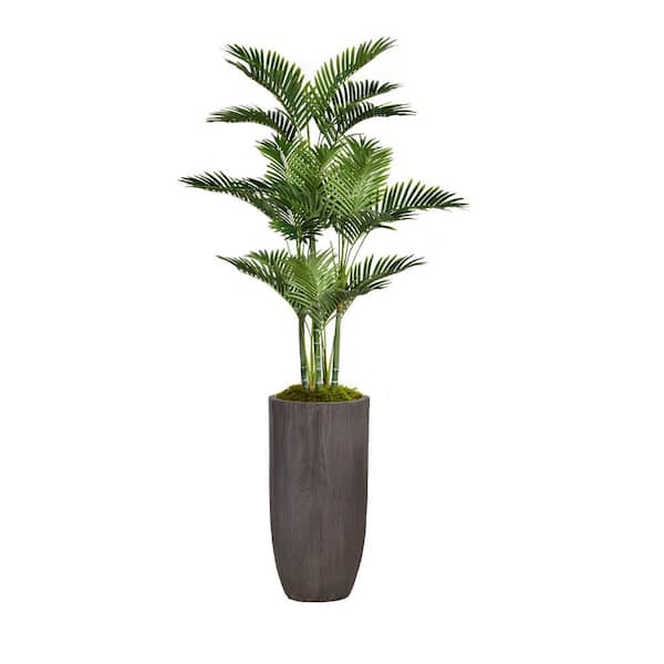 VINTAGE HOME 74.25 in. Artificial Palm Tree Faux Decor with Burlap Kit in Resin Planter