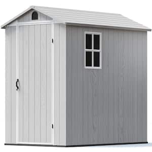 4 ft. W x 6 ft. D Outdoor Storage Plastic Shed with Floor and Lockable Door in White (23 sq. ft.)