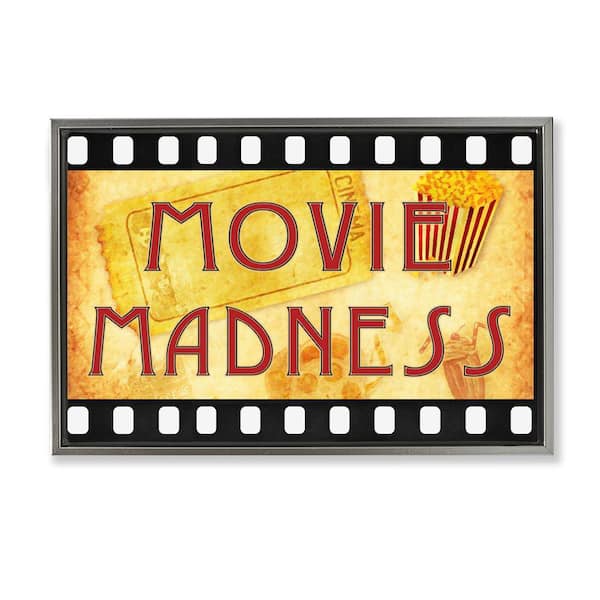 Stupell Industries Movie Madness Classic Sign by Graffi tee Studios Gray Floater Frame Abstract Graphic Art Print 17 in. x 25 in.
