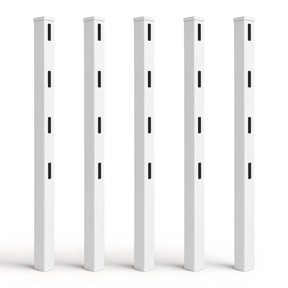 5 in. x 5 in. x 7 ft. White Vinyl End Fence Post with Cap (5-Pack) price history on PriceWatchPro